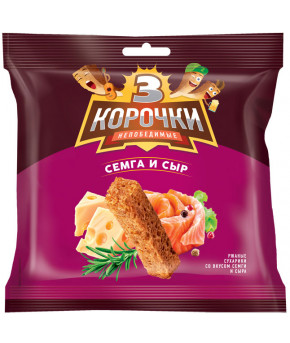 Сухарики 3 корочки ржаные со вкусом сыра и семги 100г