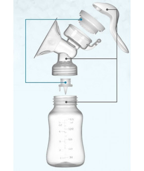 Молокоотсос ручной Nativo с бутылочкой и соской белый
