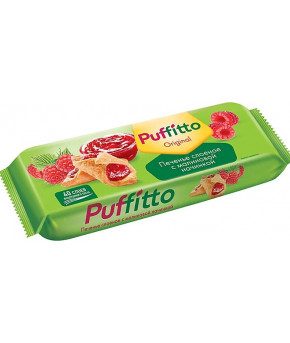 Печенье Яшкино Puffito слоеное с малиновой начинкой 125г